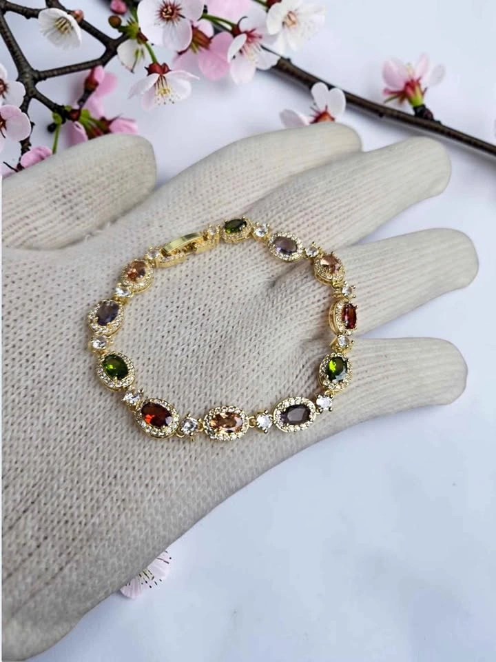Multicolor Oval Gemstone Bracelet Women’s Fashion Jewelry
