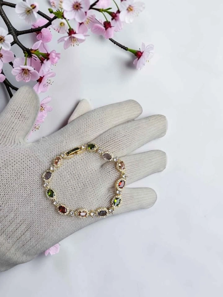 Multicolor Oval Gemstone Bracelet Women’s Fashion Jewelry - photo 2