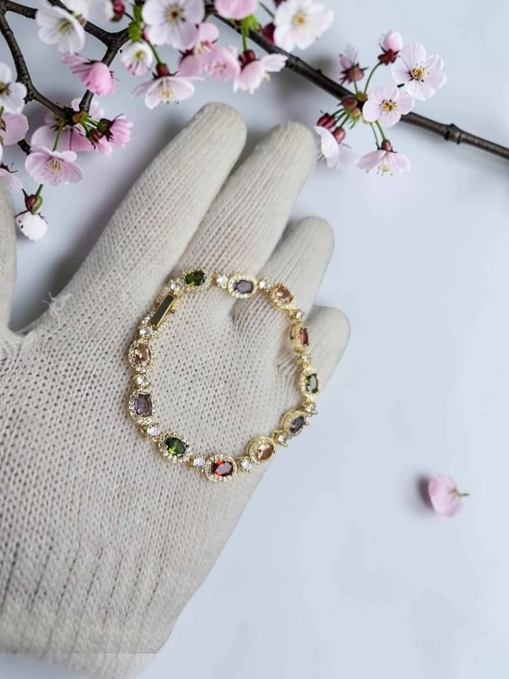 Multicolor Oval Gemstone Bracelet Women’s Fashion Jewelry - photo 3