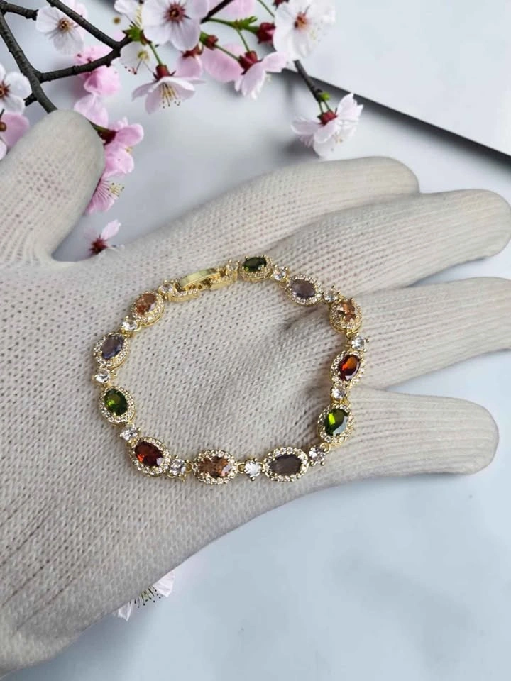 Multicolor Oval Gemstone Bracelet Women’s Fashion Jewelry - photo 4