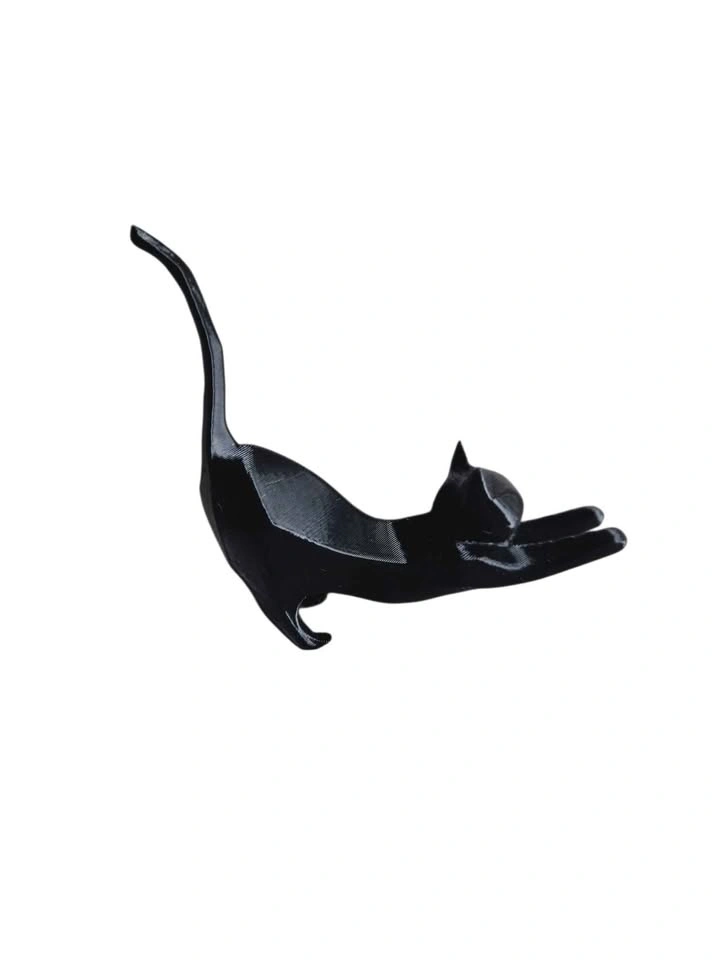 Black Cat Ring Holder – Glossy Resin Jewelry Stand - photo 2