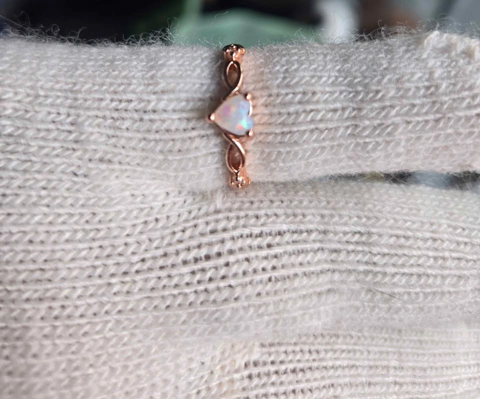 Synthetic Opal Rose Gold Ring Women’s Dainty Infinity Heart - photo 2