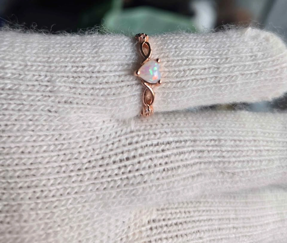Synthetic Opal Rose Gold Ring Women’s Dainty Infinity Heart - photo 3