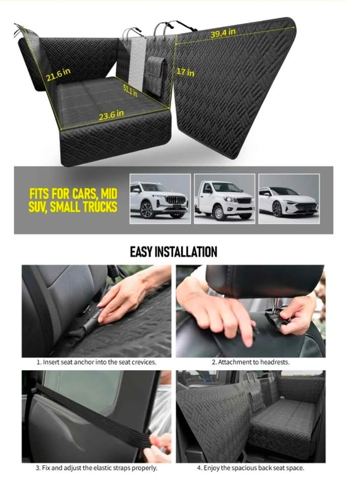 Dog Car Seat Cover for Back Seat, Hard Bottom Platform - photo 3