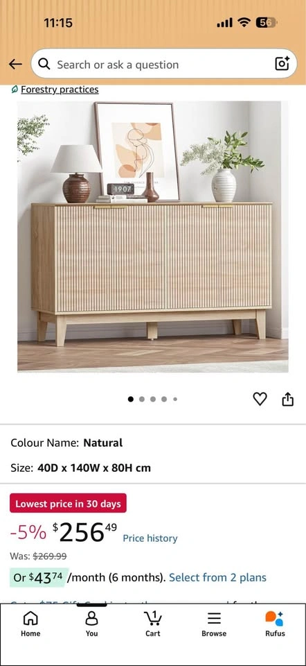 Modern fluted sideboard buffet cabinet - photo 4