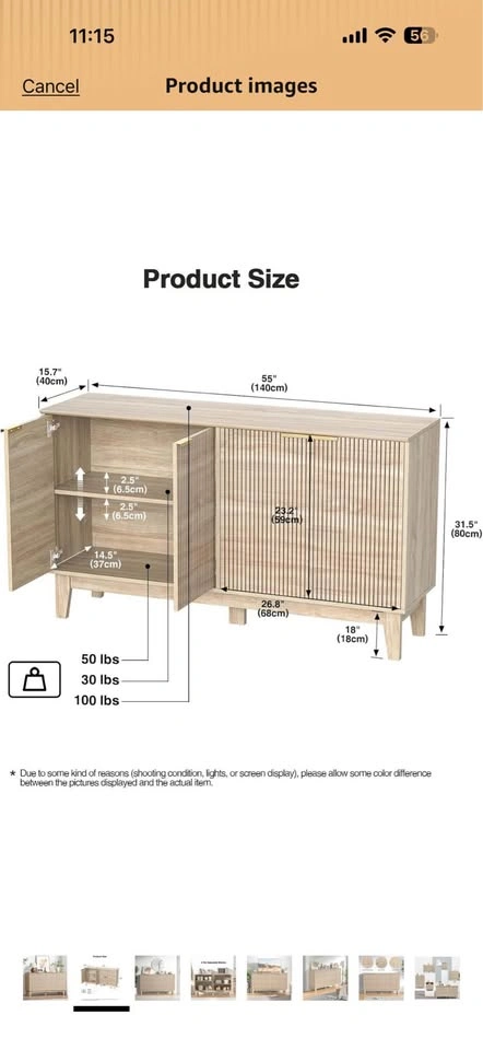 Modern fluted sideboard buffet cabinet - photo 5