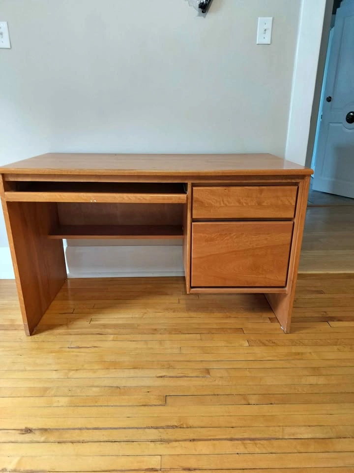 Solid Oak Computer Desk with Keyboard Tray