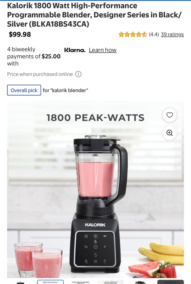 BNIB Kalorik 1800w designer blender