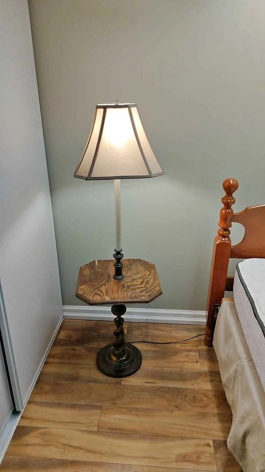 Vintage Floor Lamp with Built-in Wooden Table