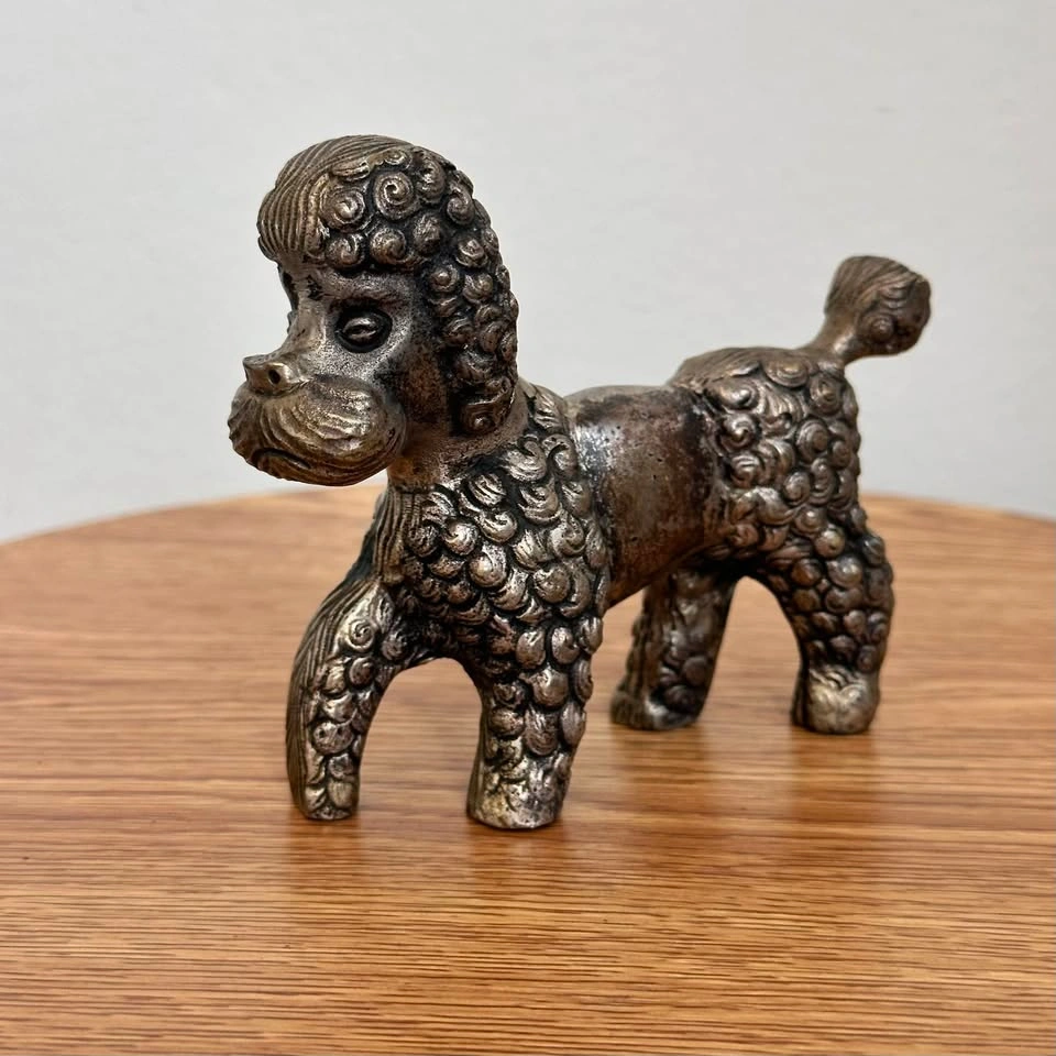 Vintage Mid-Century Silvered Metal French Poodle Figurine - photo 2