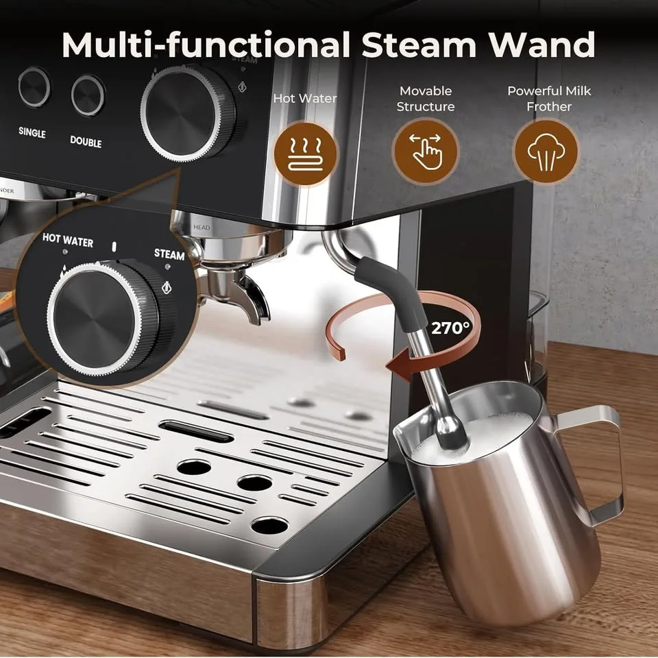 Espresso Machine w/ Grinder & Milk Frother, 2.8L Tank image indicator(3)