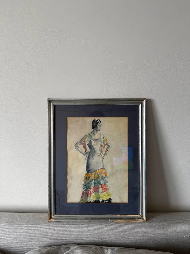 Vintage Art Deco Watercolor Illustration – "Español" by Dorothea - photo 2