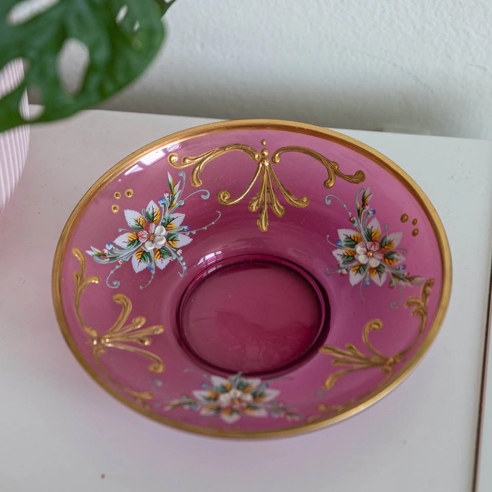 Antique Bohemian Cranberry Glass Teacup & Saucer Sets - photo 2