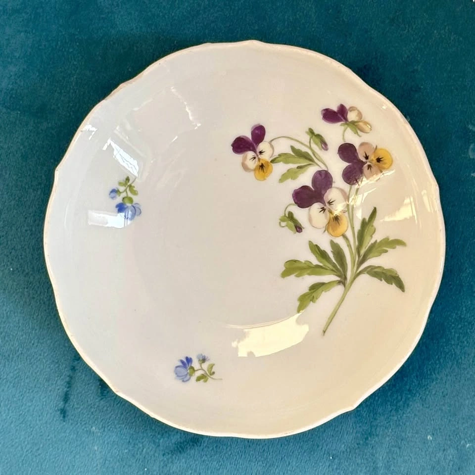 Antique German Porcelain Saucer Plate - Hand-Painted Violets