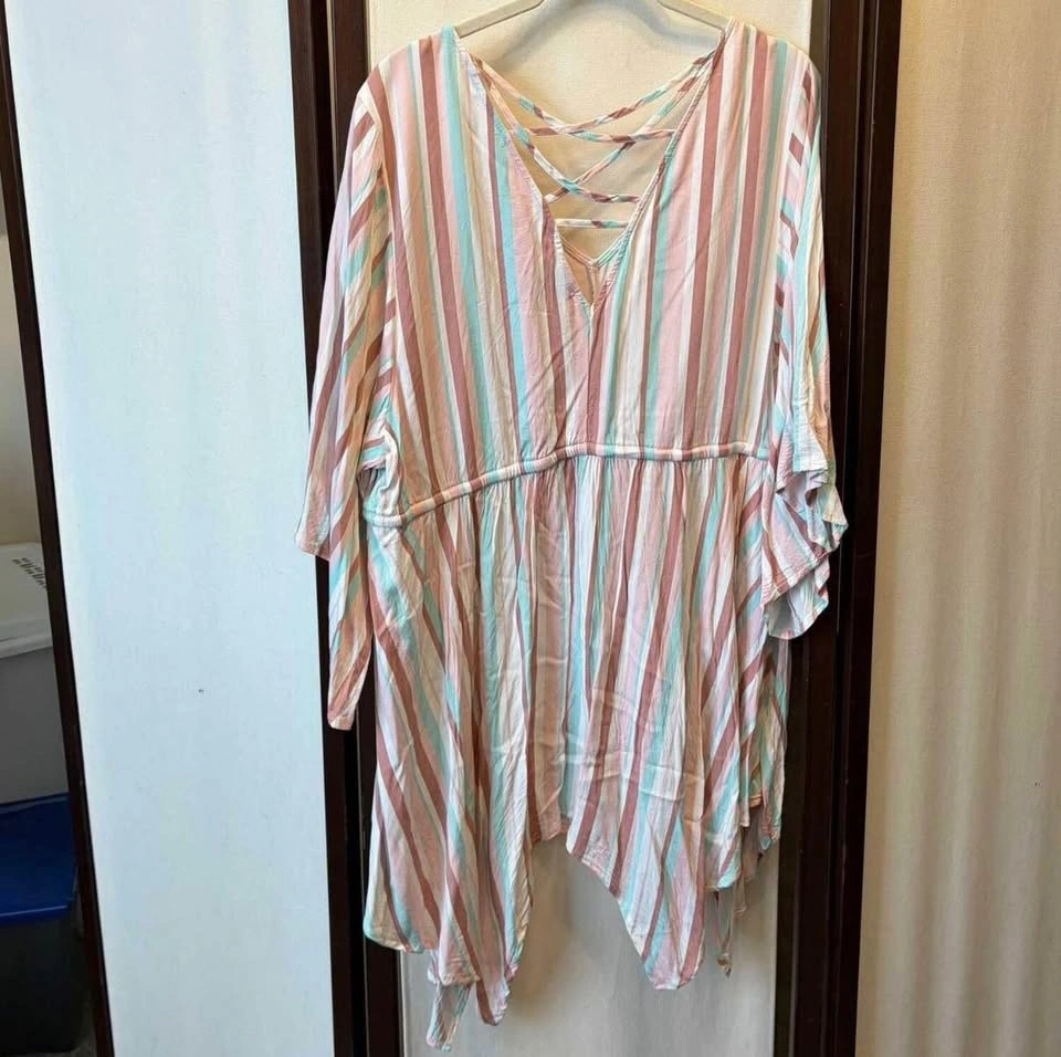 Torrid Striped Lace-Up Back Tunic Size 1 - photo 2