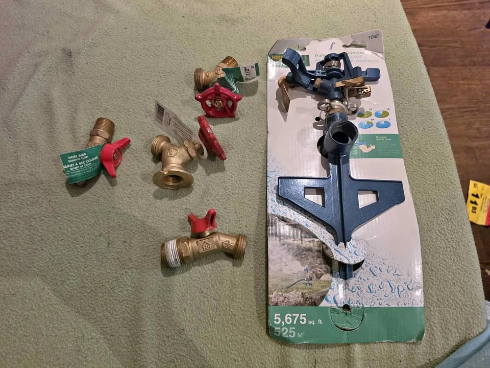 Nelson Pulsating Sprinkler and Brass Hose Bibb Valve Lot