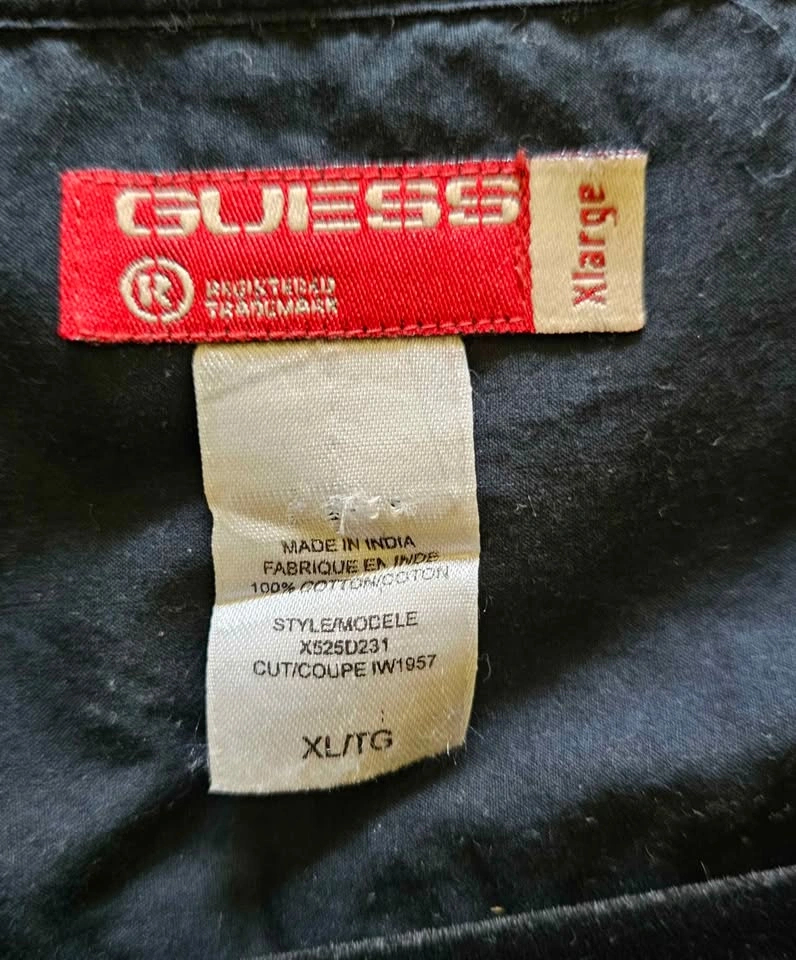 GUESS Men's Black Long Sleeve Shirt with Vertical Strip Accents - photo 2