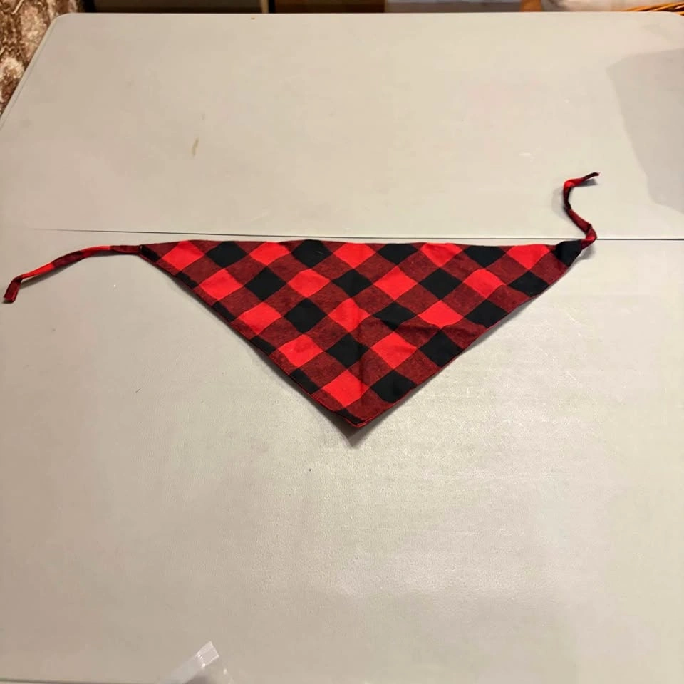 -NEW!!! 16” Red and Black Buffalo Plaid Pet Bandana