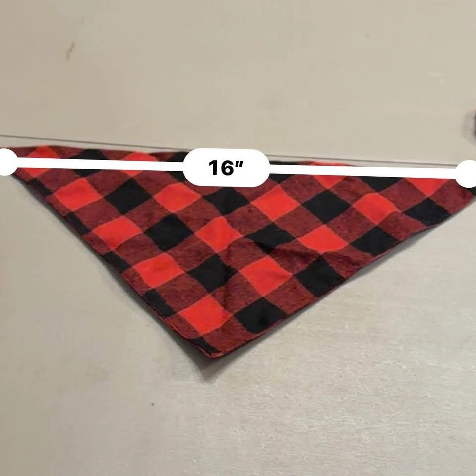 -NEW!!! 16” Red and Black Buffalo Plaid Pet Bandana - photo 3