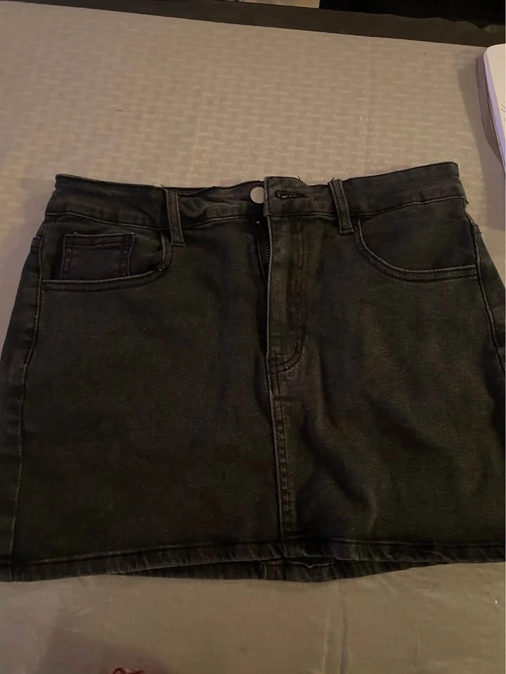 SHEIN black denim mini skirt size L (US 8/10)- fits like medium