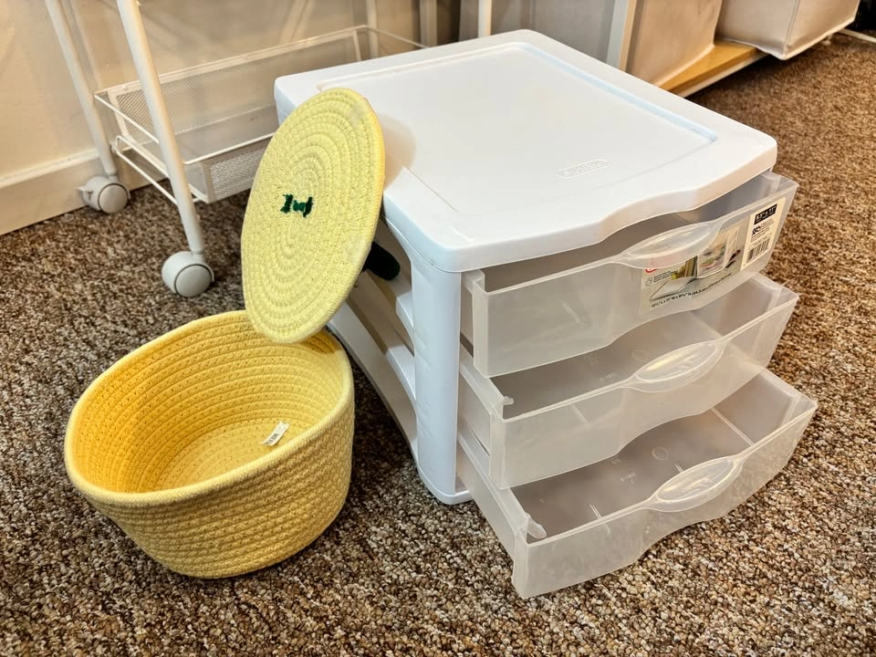 Sterilite Drawer, School Bus Toy Box, Woven Basket, Notebooks - photo 2