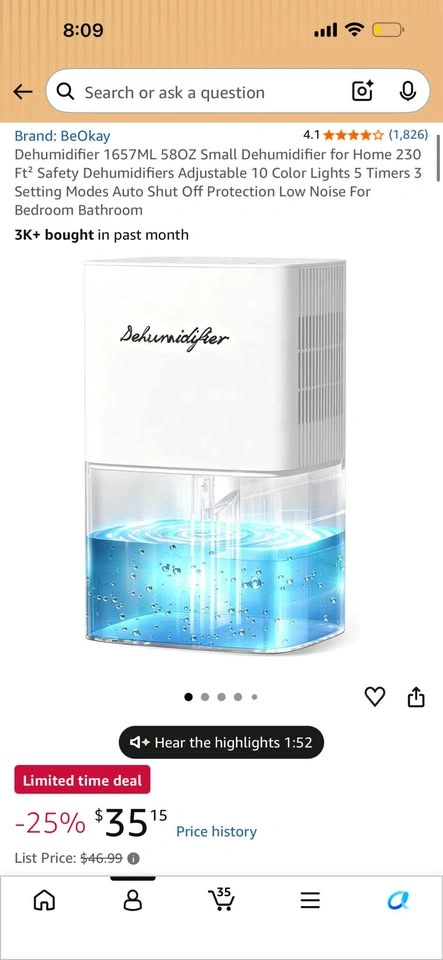 Portable Small Dehumidifier with Transparent Water Tank and RGB - photo 4