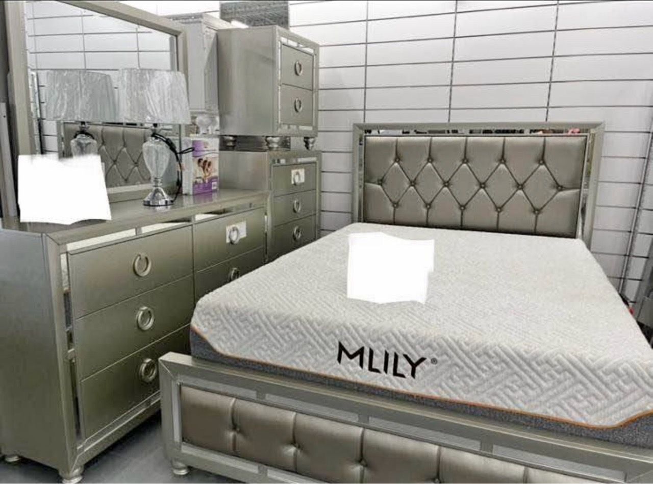 Champagne Bedroom Set - Complete 5-Piece Set
