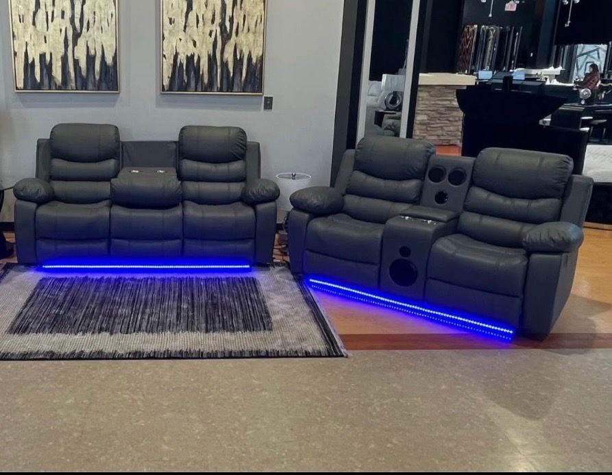 Plush Reclining Sofa and Loveseat Set