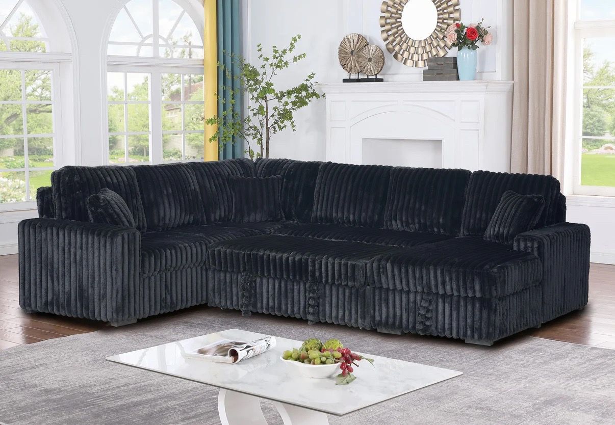 Huge Corduroy Sleeper Sectional – AMAZING DEAL!