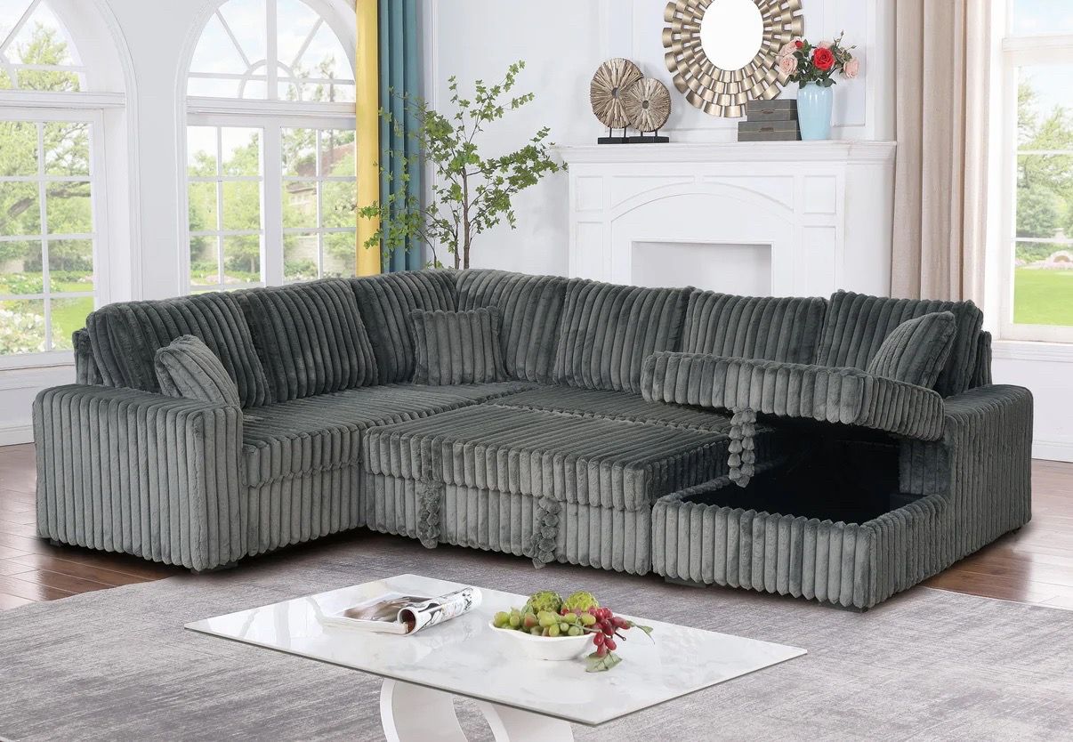 Huge Corduroy Sleeper Sectional – AMAZING DEAL! - photo 2