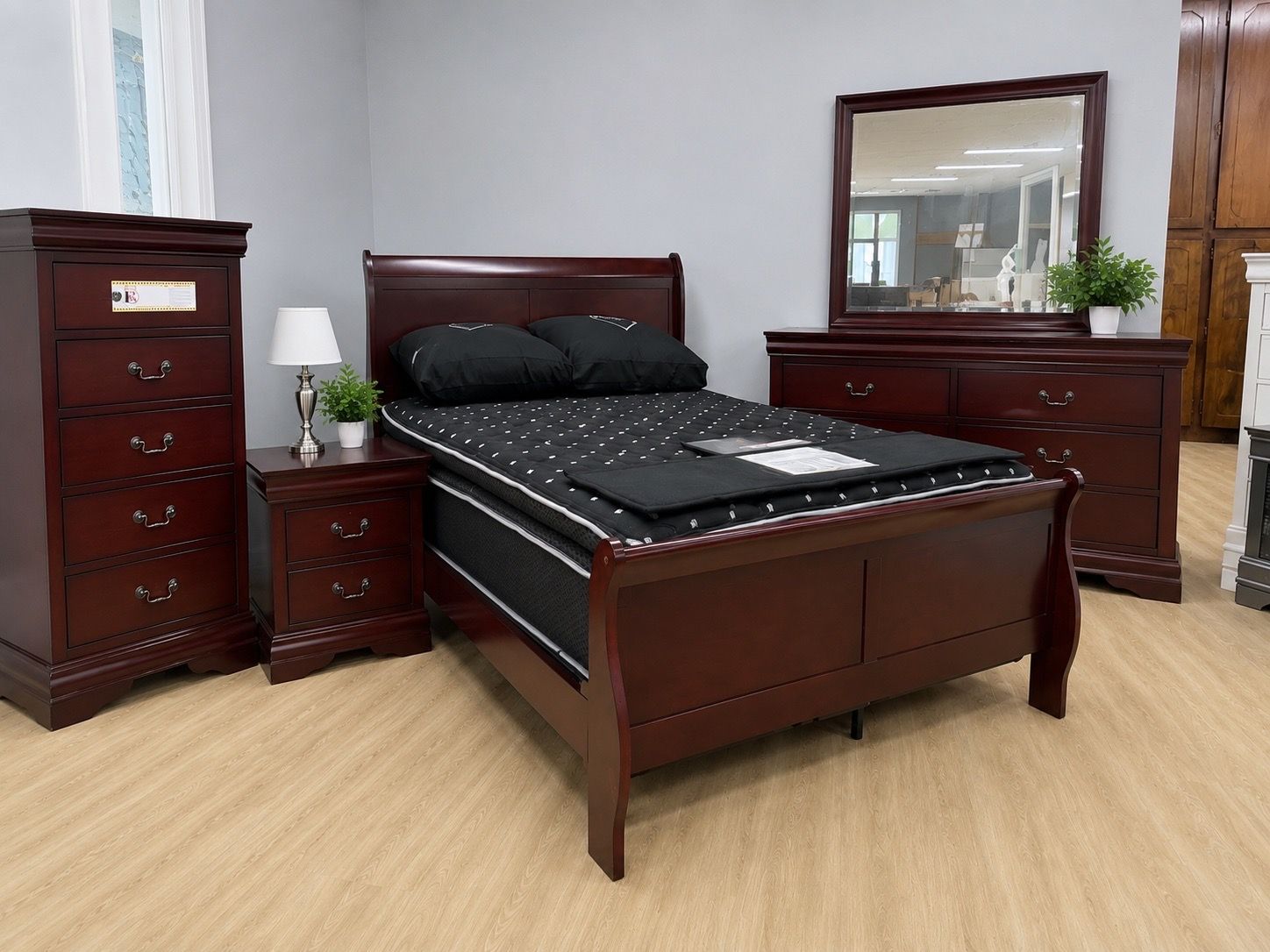Wood Sleigh Bedroom Set - $798