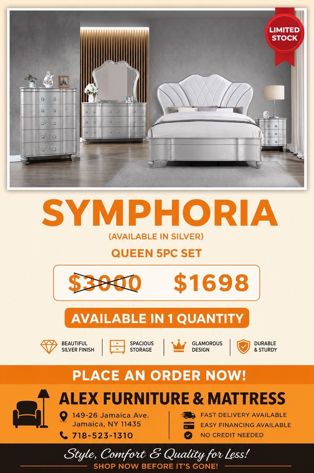Luxury Symphoria 5-Piece Queen Bedroom Set