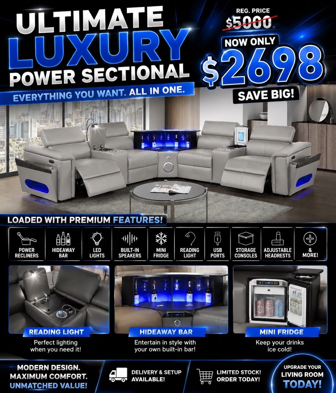 ULTIMATE LUXURY POWER RECLINING SECTIONAL