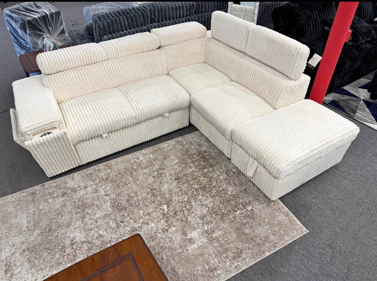 Corduroy Sleeper Sectional – Loaded with Features! - photo 4