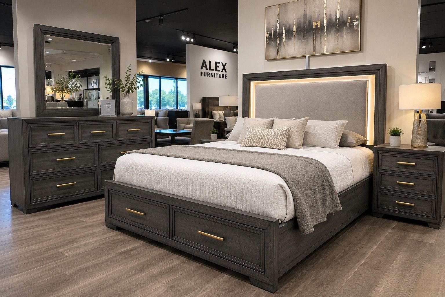 Luxury LED Storage Bedroom Set
