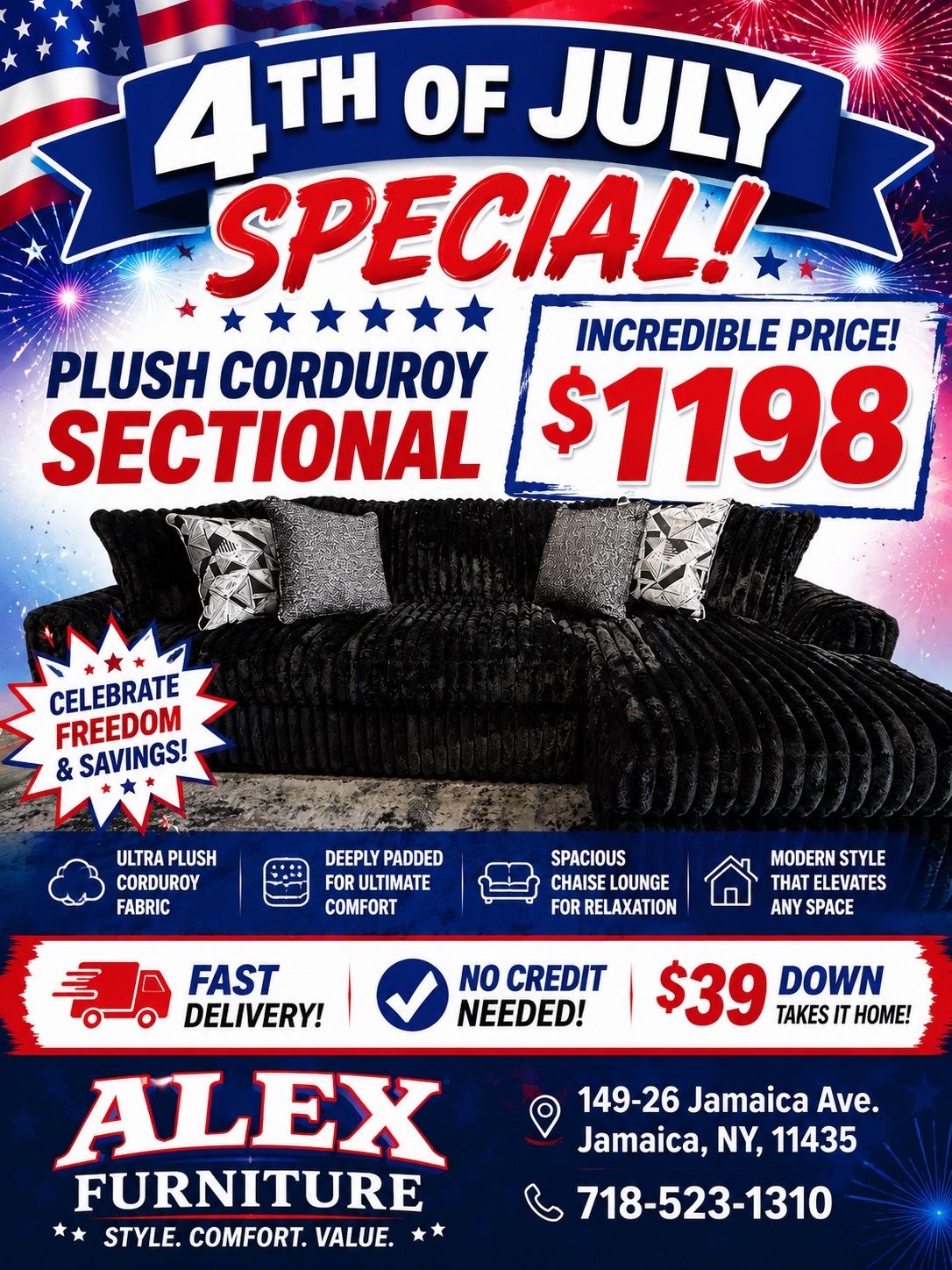 Luxury Plush Corduroy Sectional - photo 2