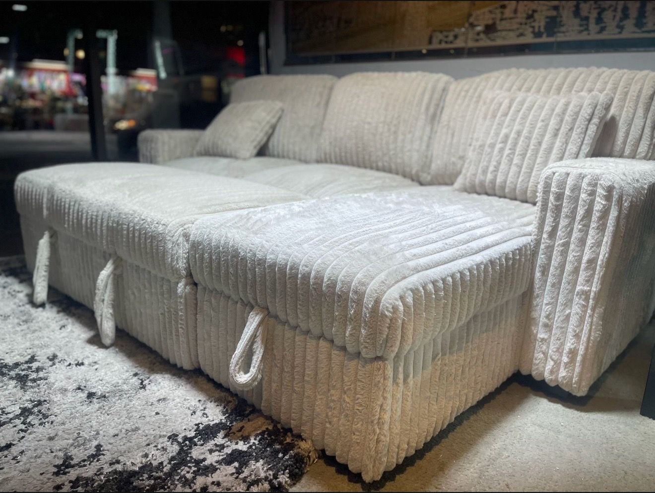Corduroy Sleeper Sectional – Loaded with Features!