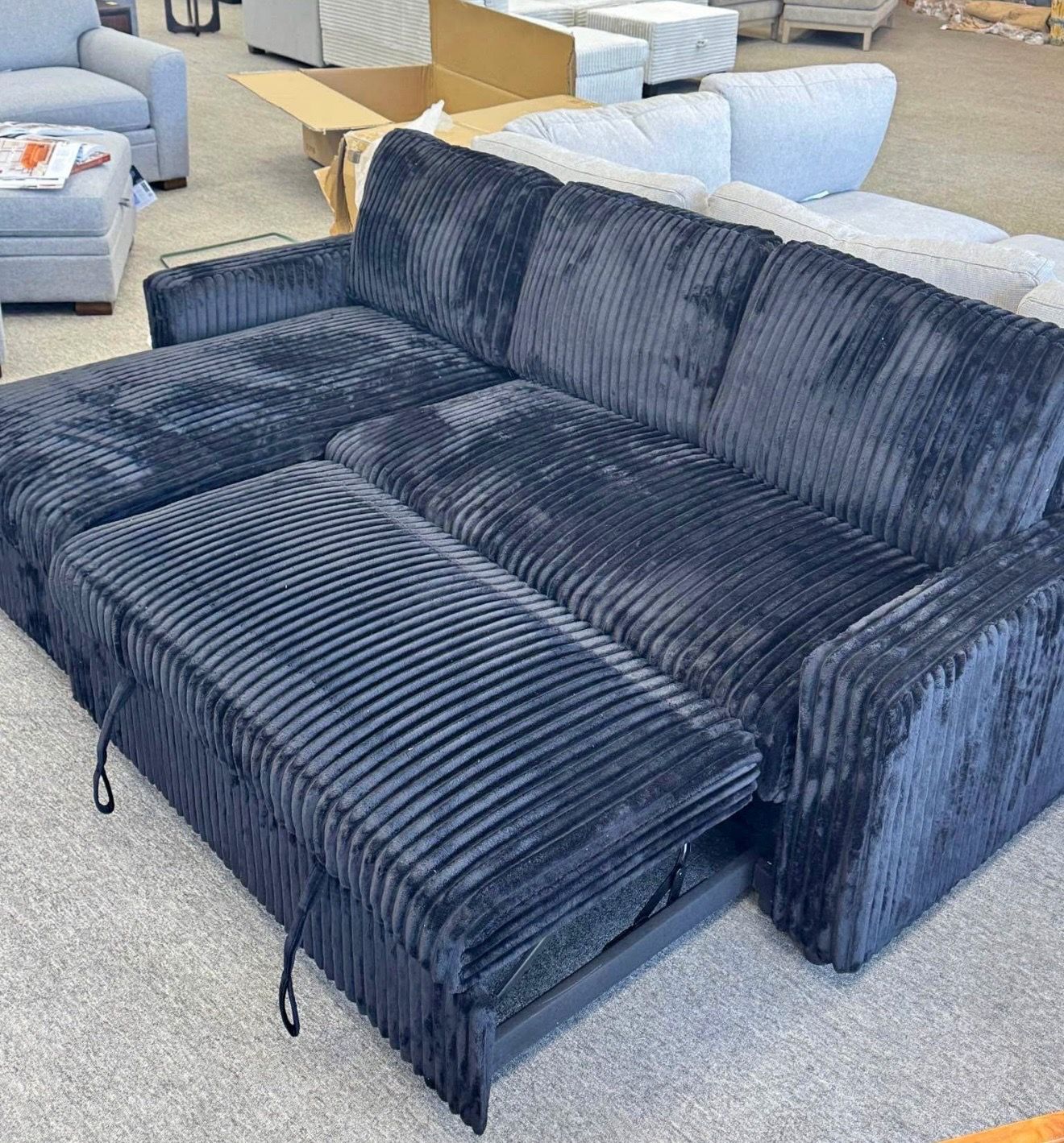 Corduroy Sleeper Sectional – Loaded With Features!