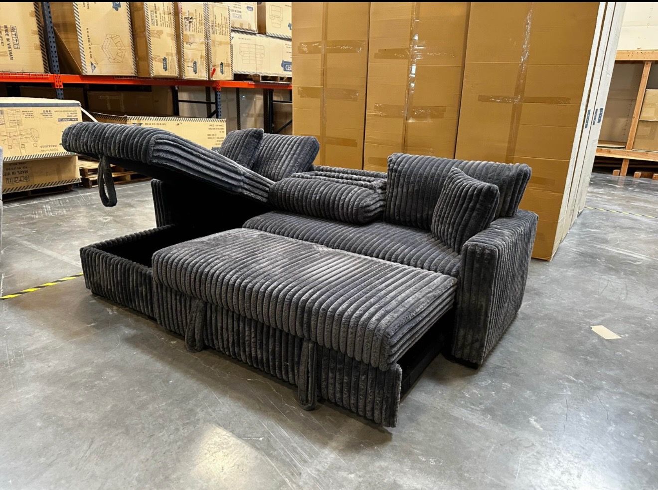 Corduroy Sleeper Sectional – Loaded with Features! - photo 3