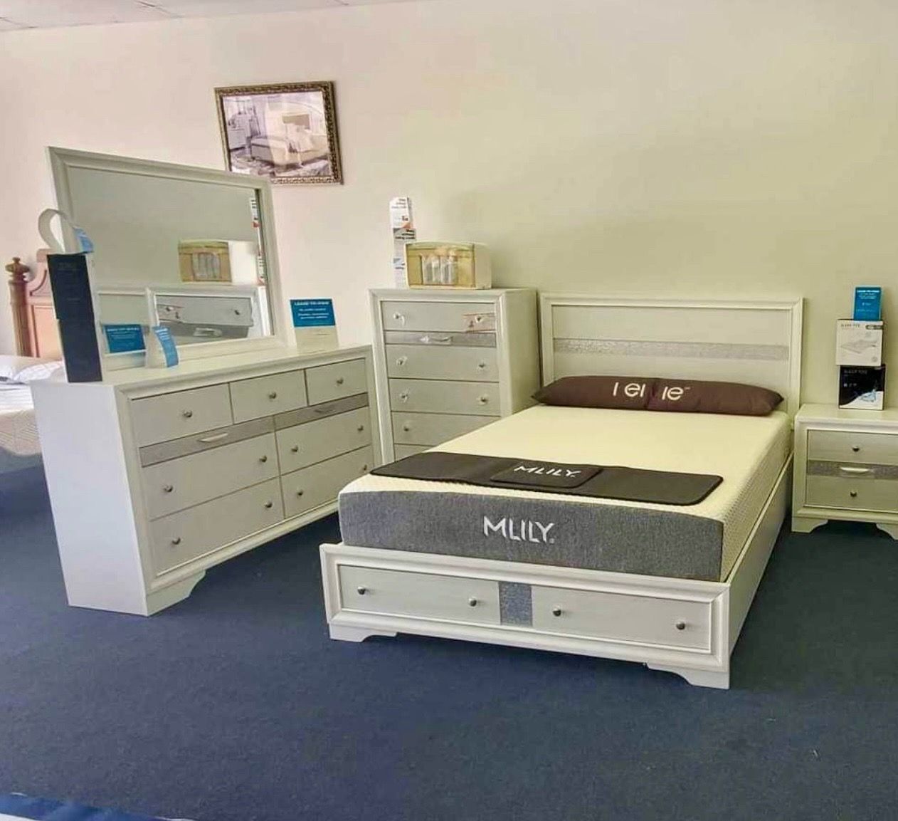 Full or Queen Size Bed with Storage, Dresser, Chest & Nightstand - photo 2