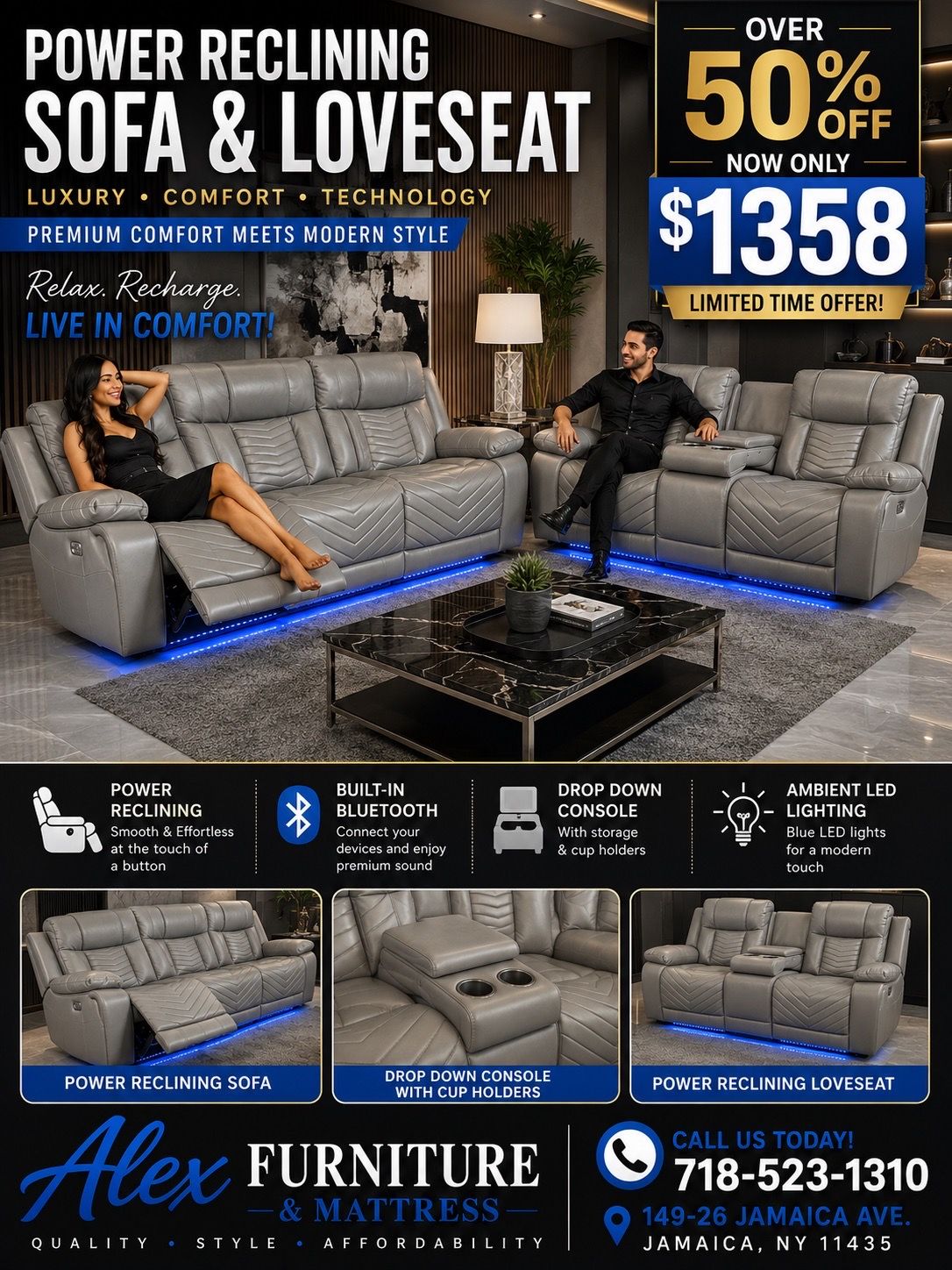 Power Reclining Sofa & Loveseat Set