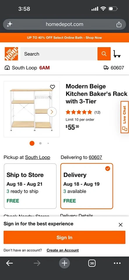 Modern Beige Kitchen Baker's Rack with 3-Tier