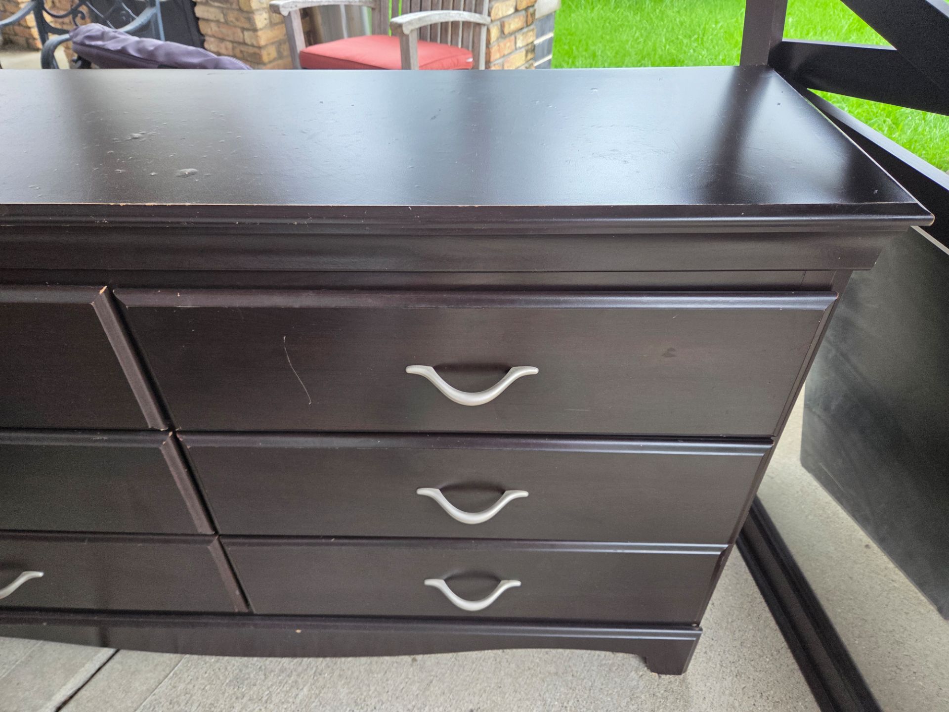 Dark Wood 6-Drawer Dresser with Mirror - photo 3