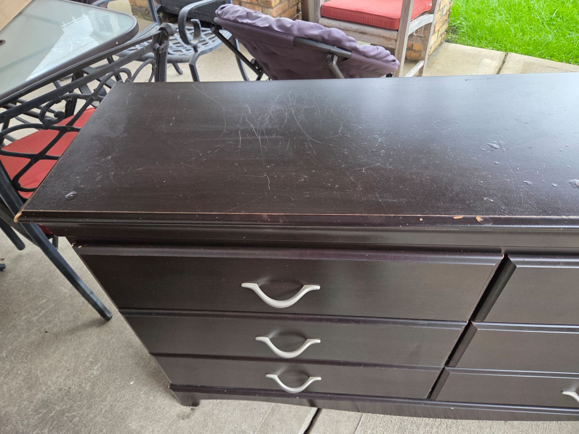 Dark Wood 6-Drawer Dresser with Mirror - photo 4
