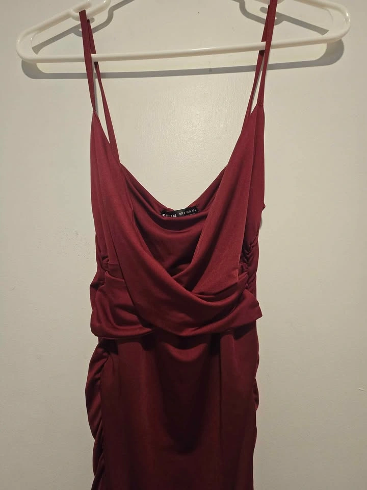 SHEIN Red Ruched Bodycon Maxi Dress - photo 2
