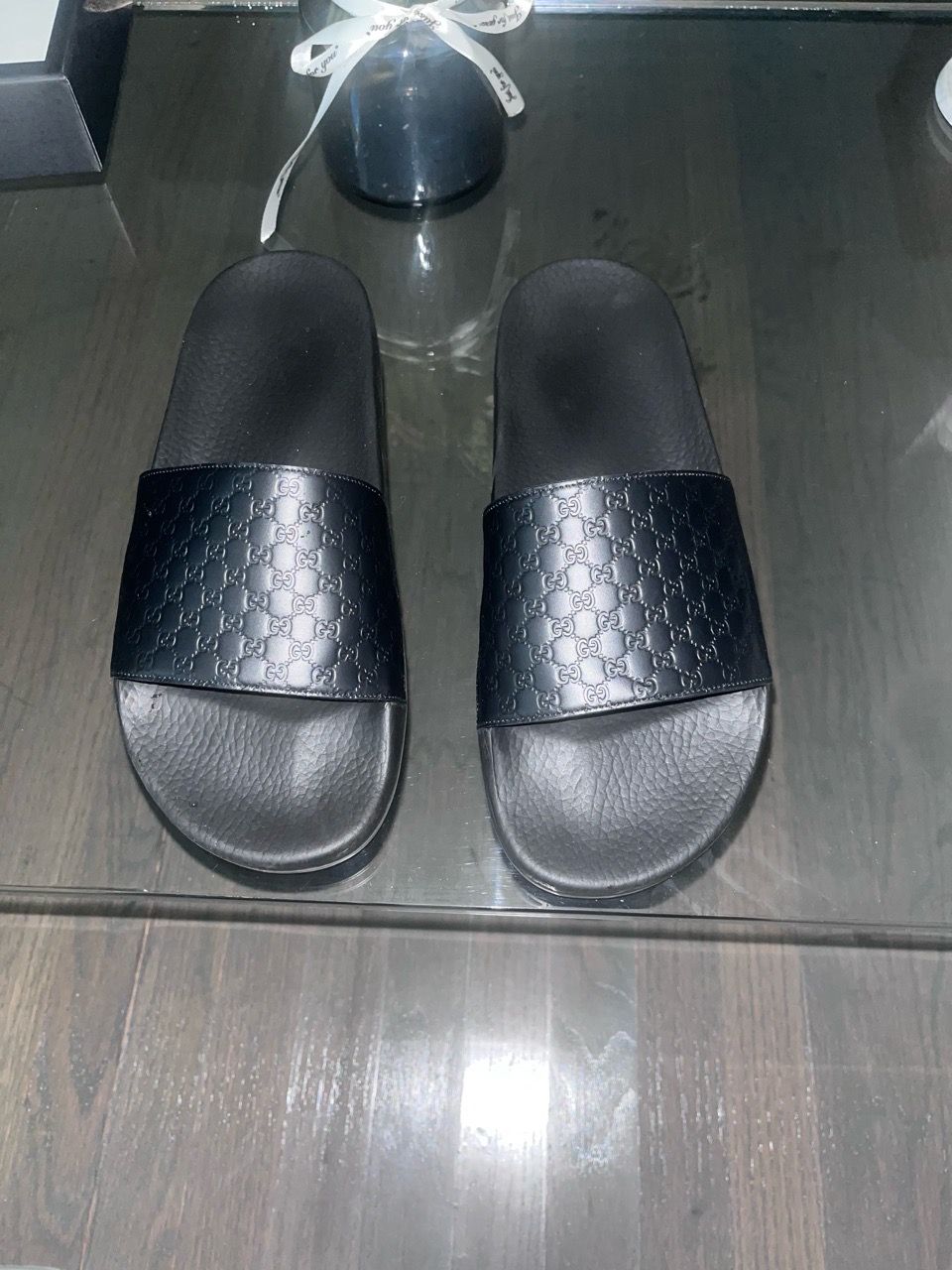 Gucci MicroGuccissima GG Slides Sandals – Black – EU 37