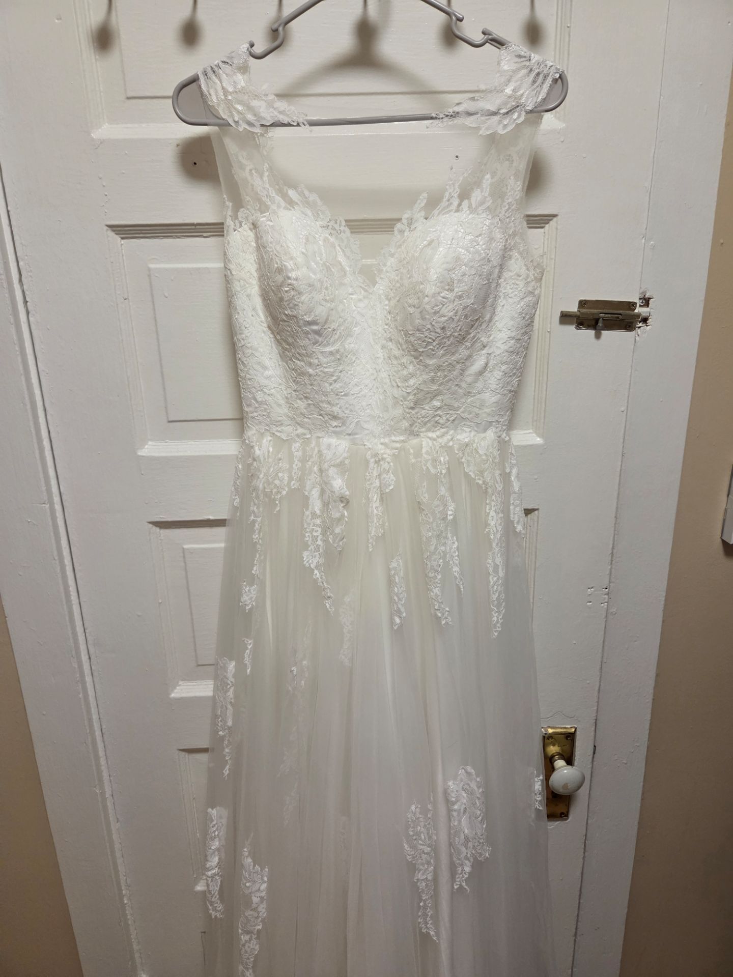 Bohemian Lace wedding dress tulle A- line size 12