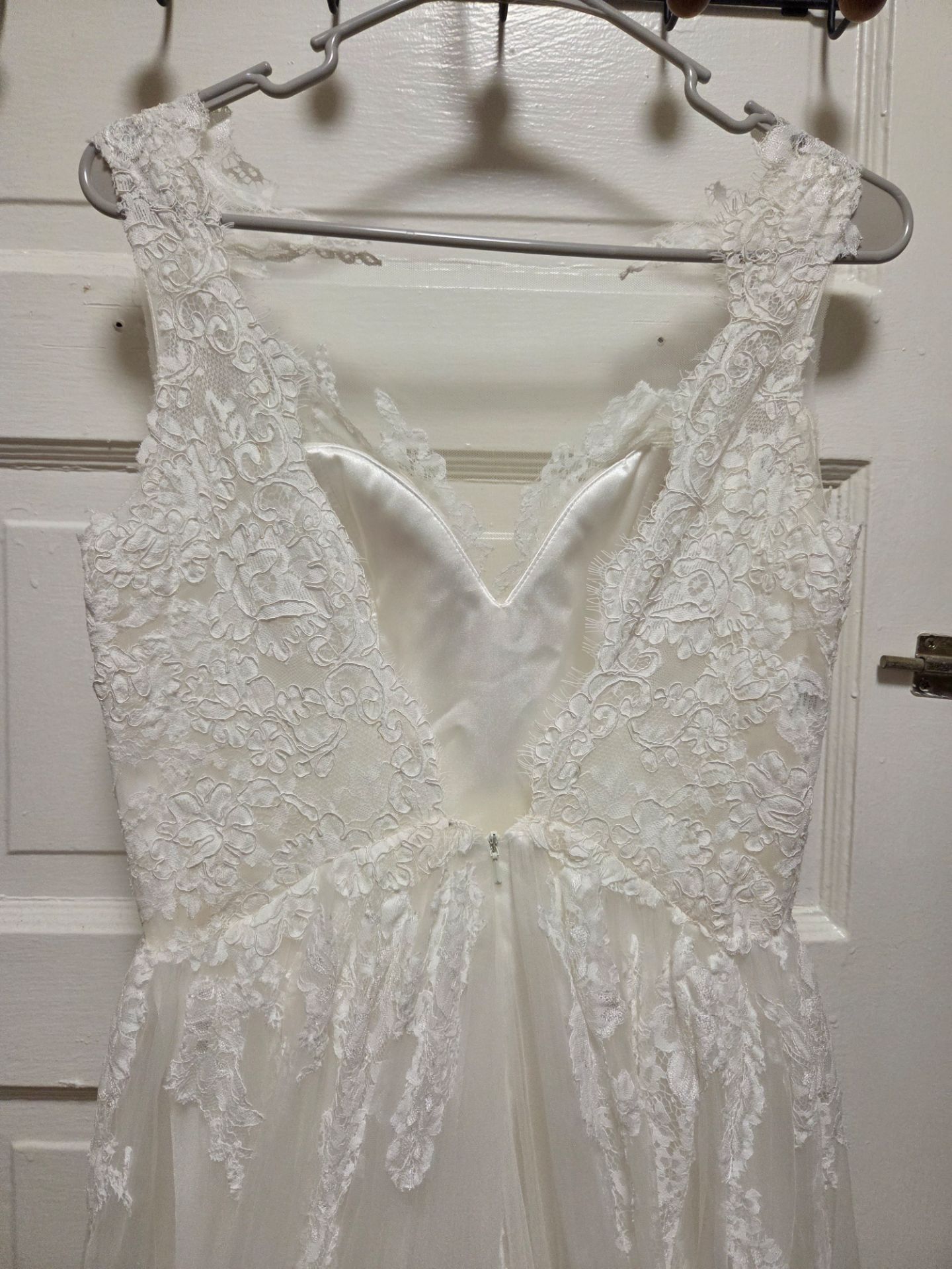 Bohemian Lace wedding dress tulle A- line size 12 - photo 4