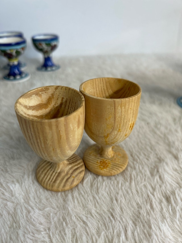 VTG HandPainted Ceramic Wood Egg Cups - photo 4