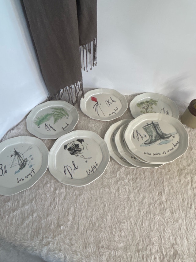 Anthropologie Linea Carta Monogram Canapé Letter Plates
